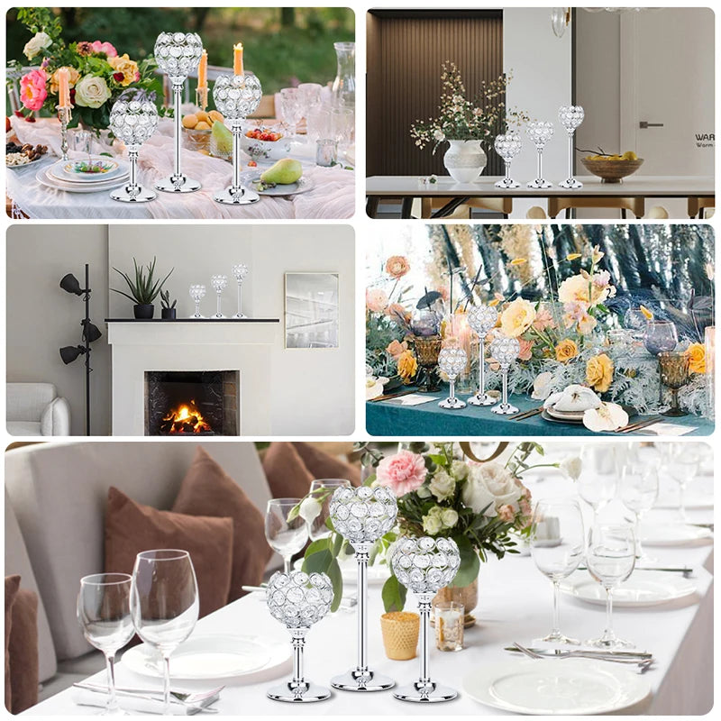 Crystal Candle Holder Modern Tealight Candlestick Home Christmas Party Candle Stand Wedding Dinning Table Centerpiece Decoration