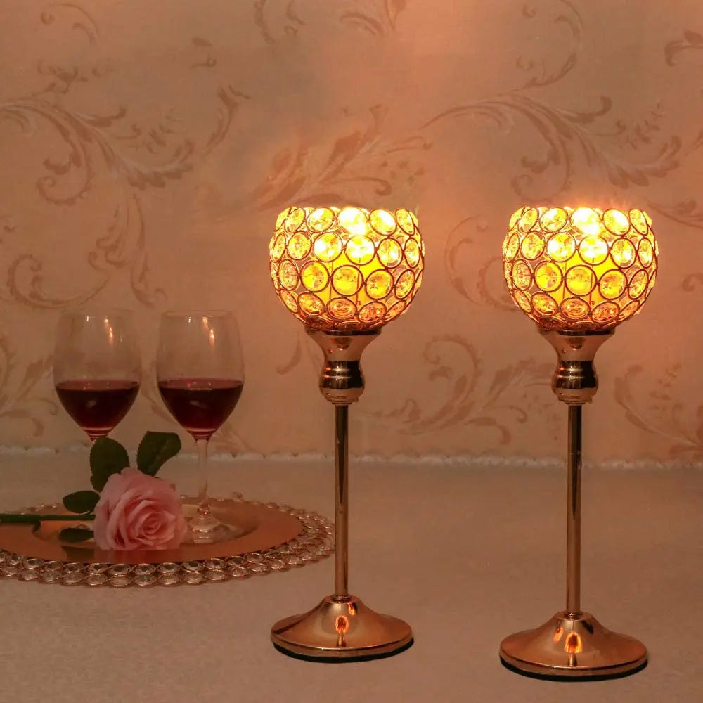 Crystal Candle Holder Modern Tealight Candlestick Home Christmas Party Candle Stand Wedding Dinning Table Centerpiece Decoration