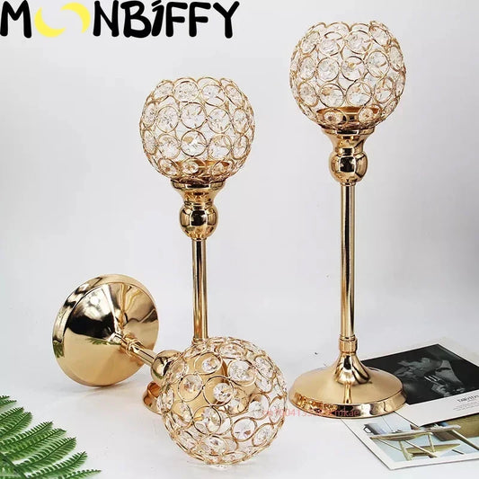 Crystal Candle Holder Modern Tealight Candlestick Home Christmas Party Candle Stand Wedding Dinning Table Centerpiece Decoration