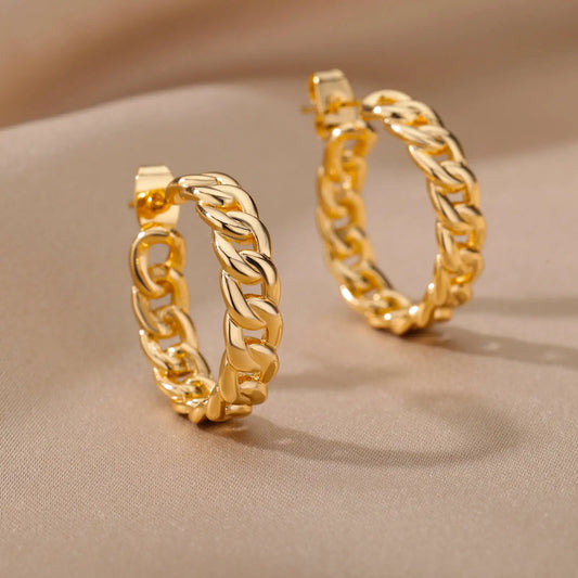 Circle Hoop Earrings for Women Gold Plated Stainless Steel Earring 2023 Trend Luxury Wedding Aesthetic Jewelry pendientes mujer